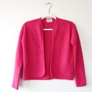 Vintage Pink Fuzzy Wool Cardigan XS/SM Barbiecore Y2K